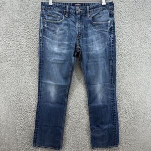 Bonobos Jeans Mens 33x32 Boot Cut Mid Rise Stretch Distressed Wash‎ Denim
